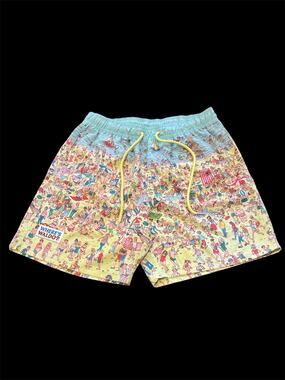 Where's Waldo-Day At The Beach-Swim shorts-men-Sz M-1051